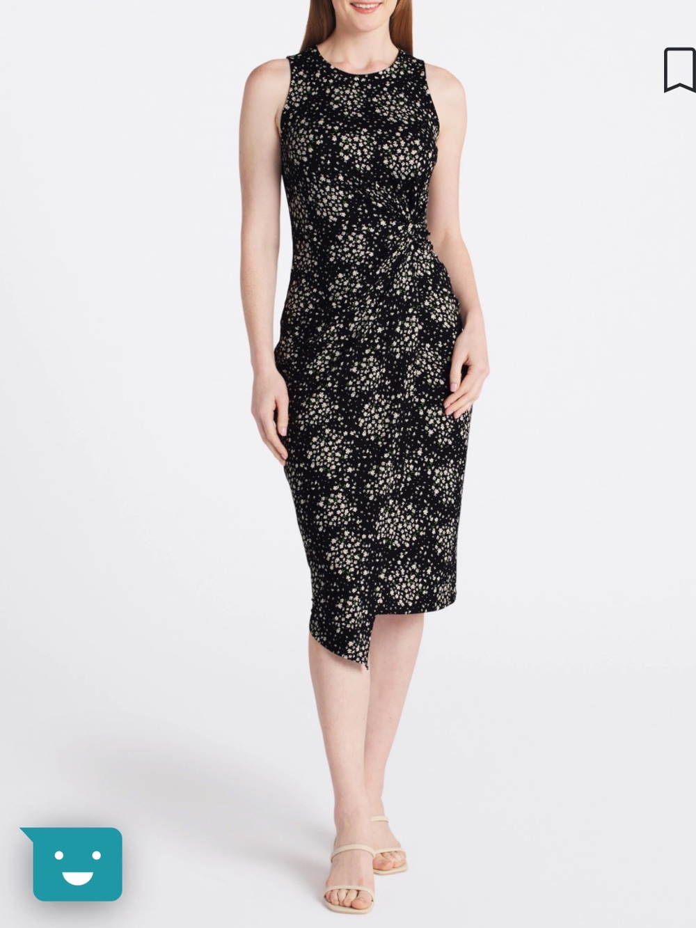 Nine Britton Abigail Black Floral Brushed Knit Midi Dress